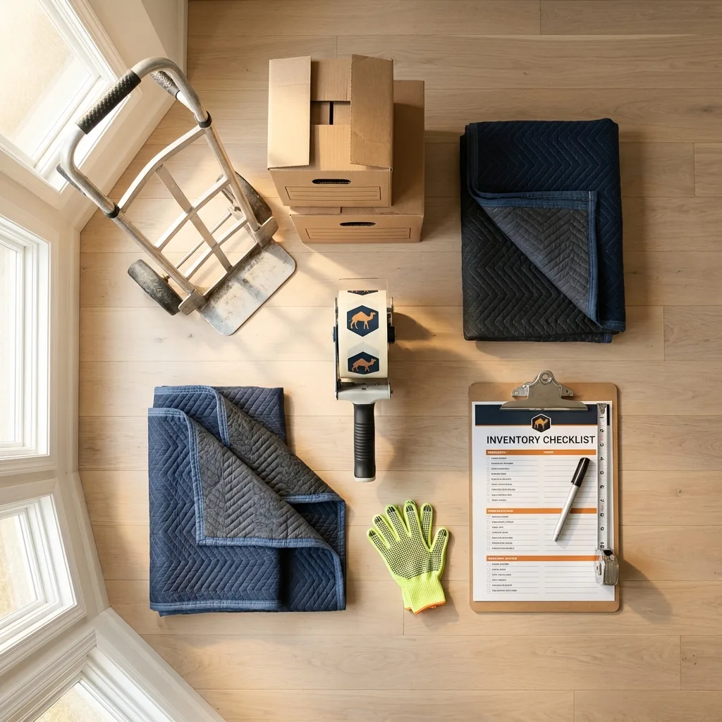 Professional moving supplies and packing materials layout for East Chicago residential relocations